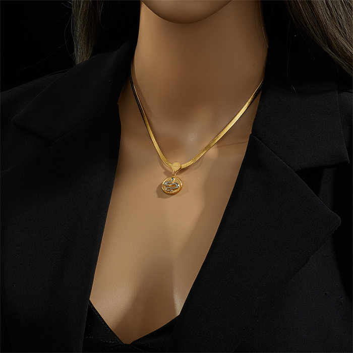 Retro Classic Style Streetwear Snake Titanium Steel Plating 18K Gold Plated Earrings Necklace