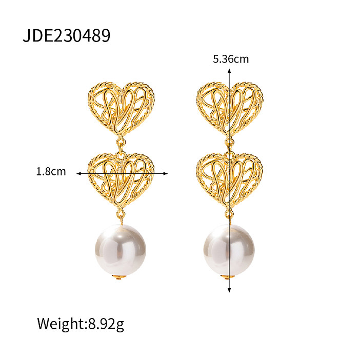 1 par de brincos de gota banhados a ouro 18K em forma de coração estilo moderno