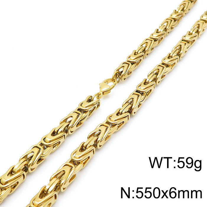 Hip-Hop Retro Solid Color Titanium Steel Plating Gold Plated Bracelets Necklace
