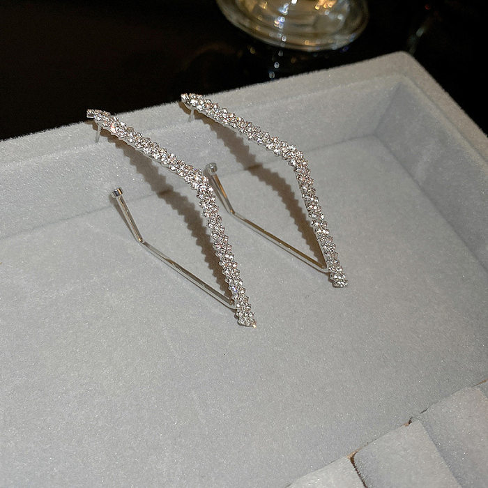 1 Pair Elegant Luxurious Simple Style Rhombus Plating Inlay Copper Artificial Rhinestones 14K Gold Plated Ear Studs