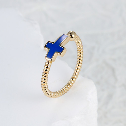 1 Piece Retro Cross Copper Plating Open Ring