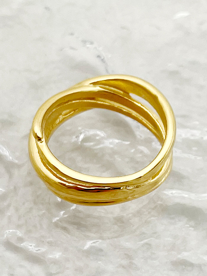 Retro Simple Style Solid Color Stainless Steel Gold Plated Rings In Bulk