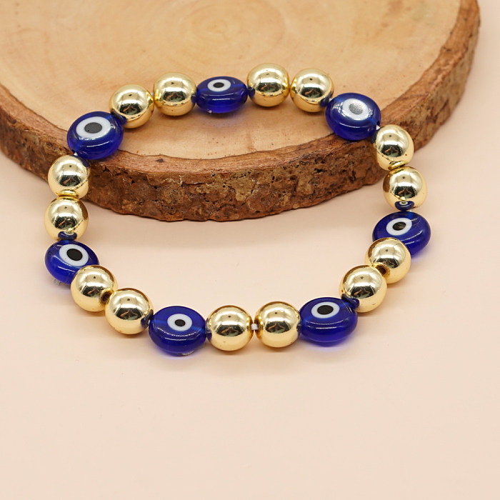 INS Style décontracté en forme de coeur oeil champignon verre cuivre bracelets de perles