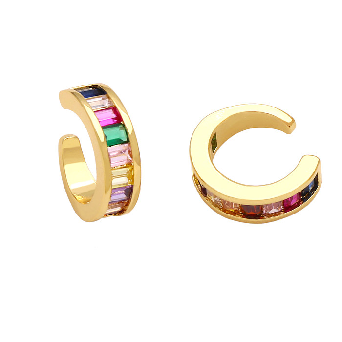 Fashion C Shape Copper Gold Plated Zircon Ear Clips 1 Pair