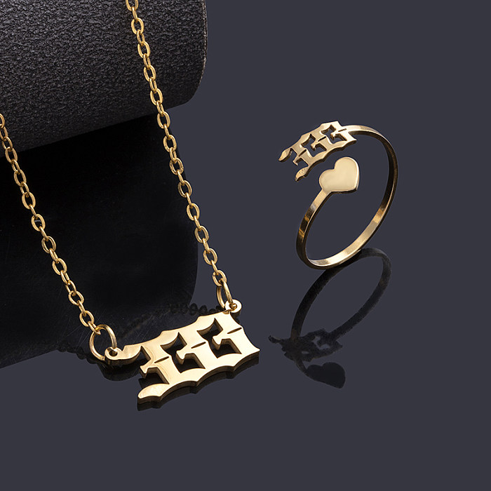 Conjunto de joias ocas de aço inoxidável com número de estilo simples estilo francês