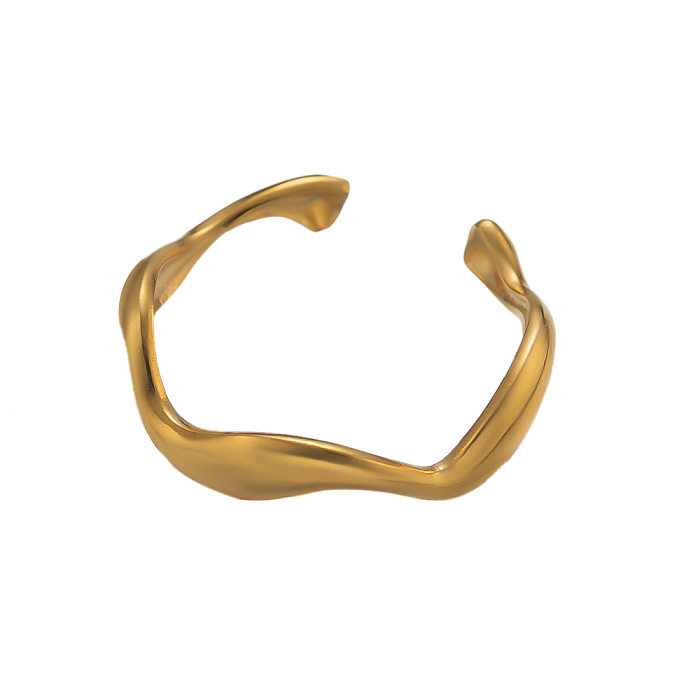 Retro Waves Titanium Steel Plating Wave Ring