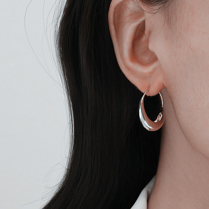 18KGP Real Gold Geometric Glossy Copper Earrings