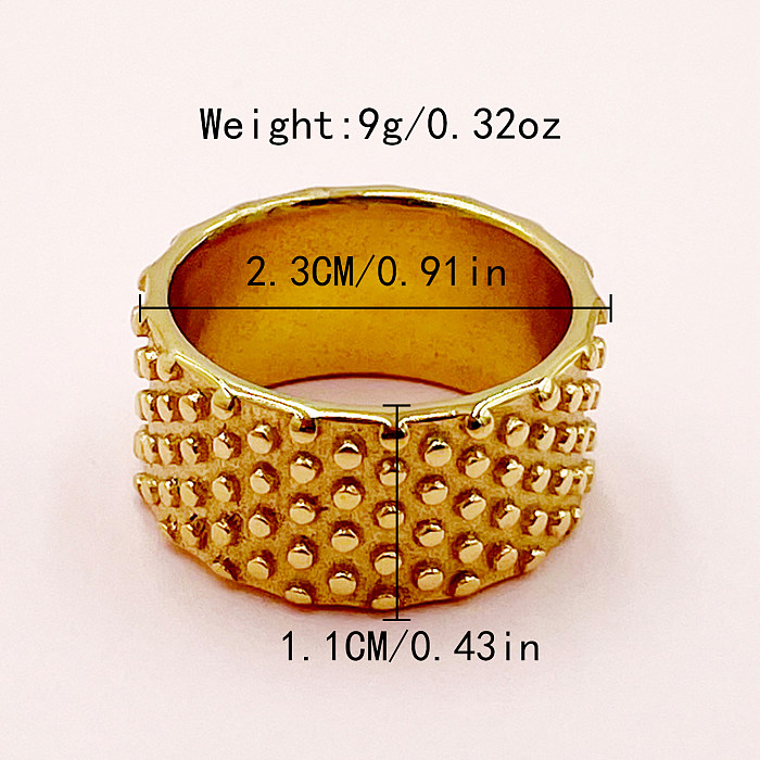 Retro Classic Style Round Stainless Steel Plating Gold Plated Rings
