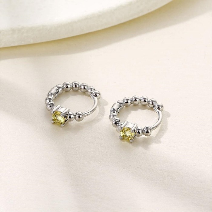 1 Pair Casual Simple Style Round Plating Inlay Copper Zircon White Gold Plated Gold Plated Earrings
