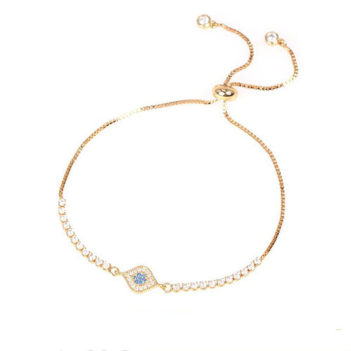 Bracelet œil bleu turc à la mode, avec diamants et zircone de couleur, réglable