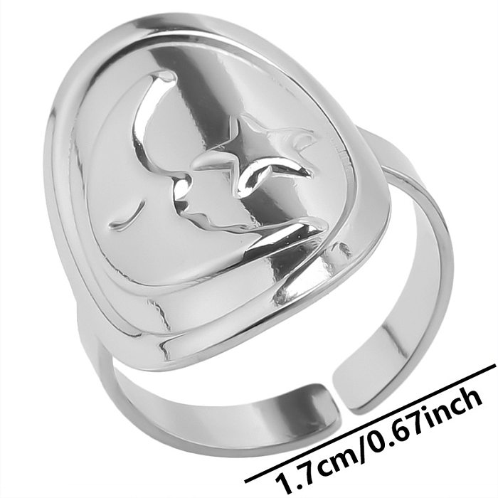 Wholesale Vintage Style Star Moon Stainless Steel Plating Open Rings