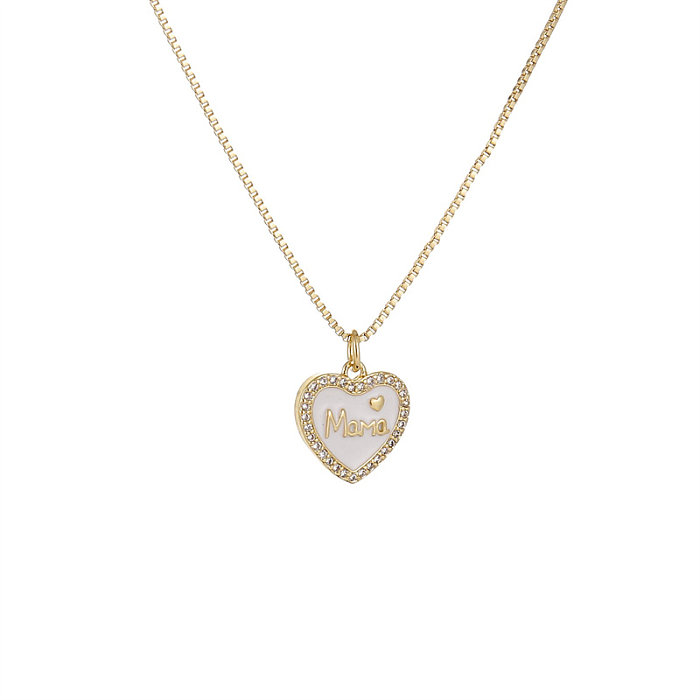 MAMA Commute – collier avec pendentif en forme de cœur, en cuivre plaqué or, pierres précieuses artificielles, en vrac