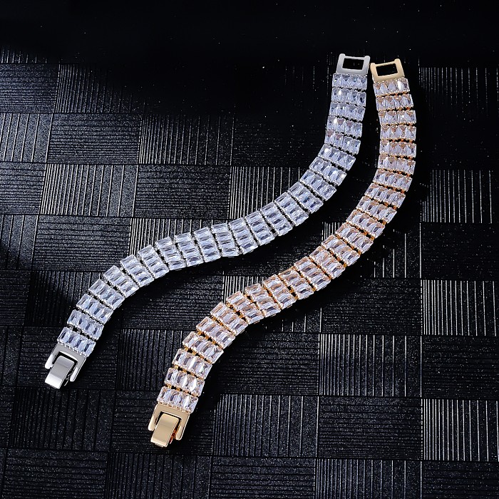 Sweet Simple Style Solid Color Copper Plating Inlay Zircon White Gold Plated Gold Plated Bracelets