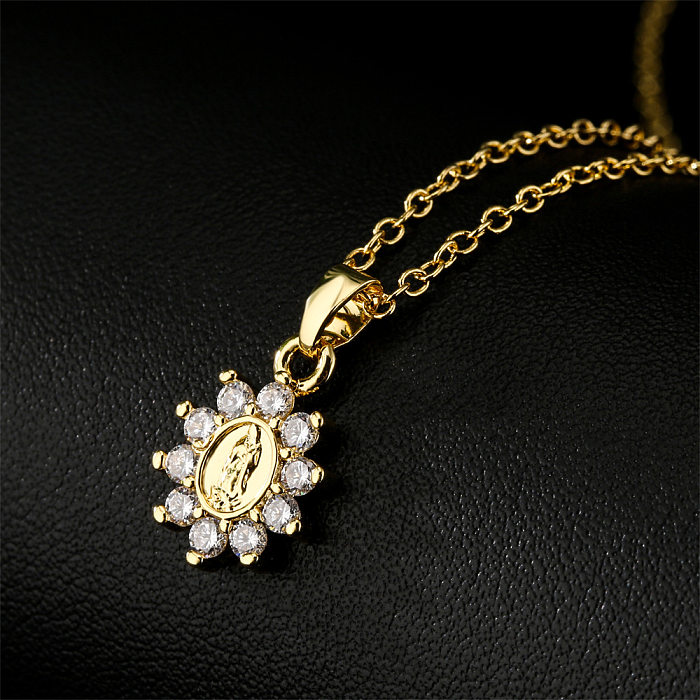 European And American Religious Jewelry Exquisite Copper Micro-inlaid Zircon Virgin Pendant Necklace
