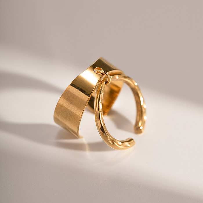 Offene Ringe im IG-Stil mit unregelmäßiger Edelstahlbeschichtung und 18-Karat-Vergoldung