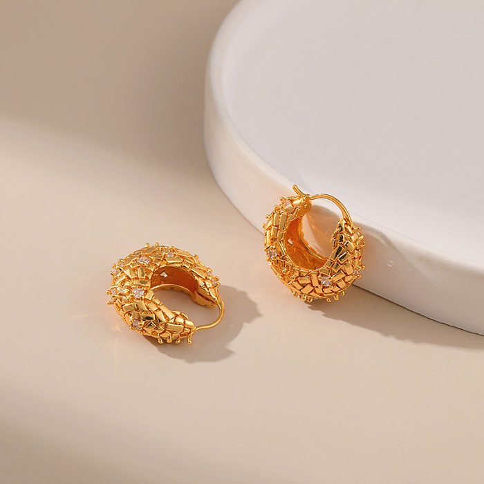 1 Pair Lady Geometric Copper Plating Inlay Zircon Earrings