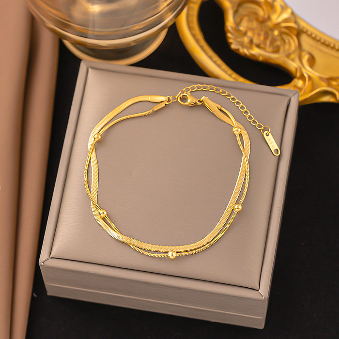 Elegant Solid Color Titanium Steel Plating Bracelets Anklet Necklace