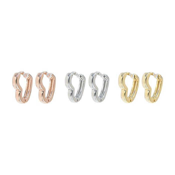 1 Set einfacher Stil Herzform Kupfer unregelmäßige Beschichtung vergoldete Ohrringe