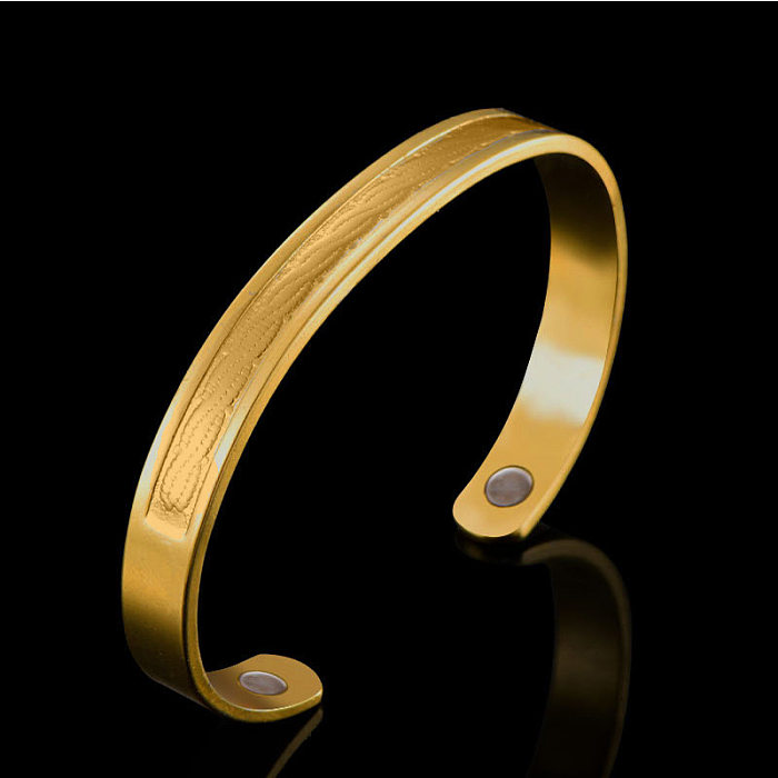 Retro Solid Color Copper Plating Gold Plated Bangle