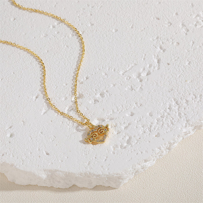 Collier pendentif plaqué or blanc 14 carats avec incrustation de placage de cuivre en forme de cœur de style classique décontracté