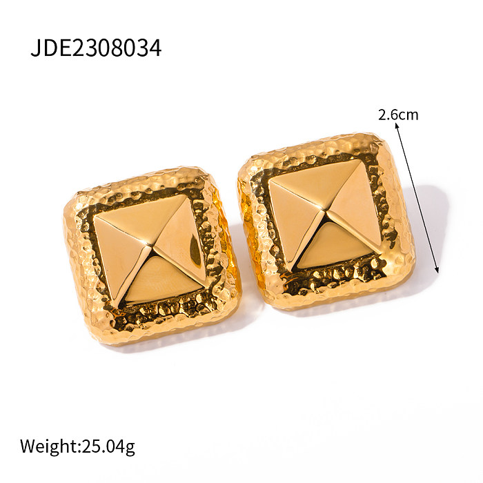 IG Style Solid Color Stainless Steel Plating 18K Gold Plated Rings Earrings