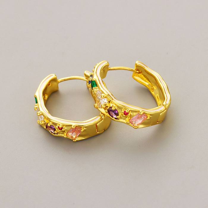 1 Pair Simple Style Square Inlay Copper Zircon Earrings