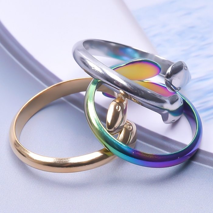 Wholesale 1 Piece Simple Style Snake Stainless Steel Rings