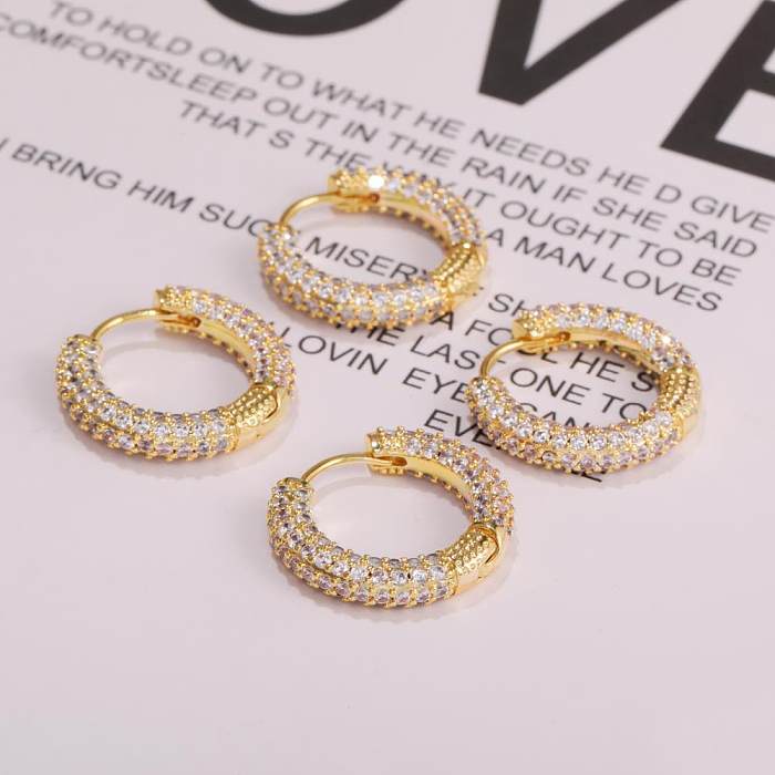 Wholesale Jewelry Full Diamond Circle Zircon Fashion Earrings jewelry
