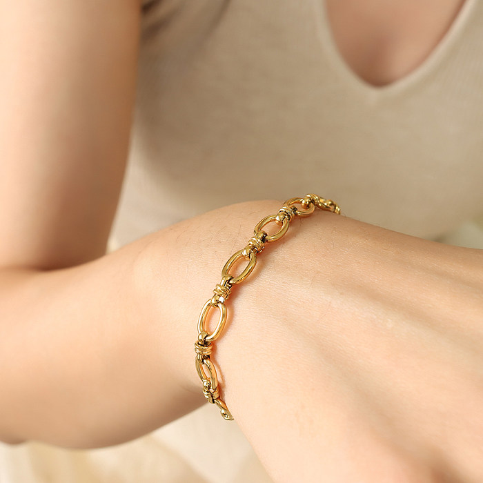 Colar de pulseiras banhado a ouro 18K de cor sólida casual estilo simples
