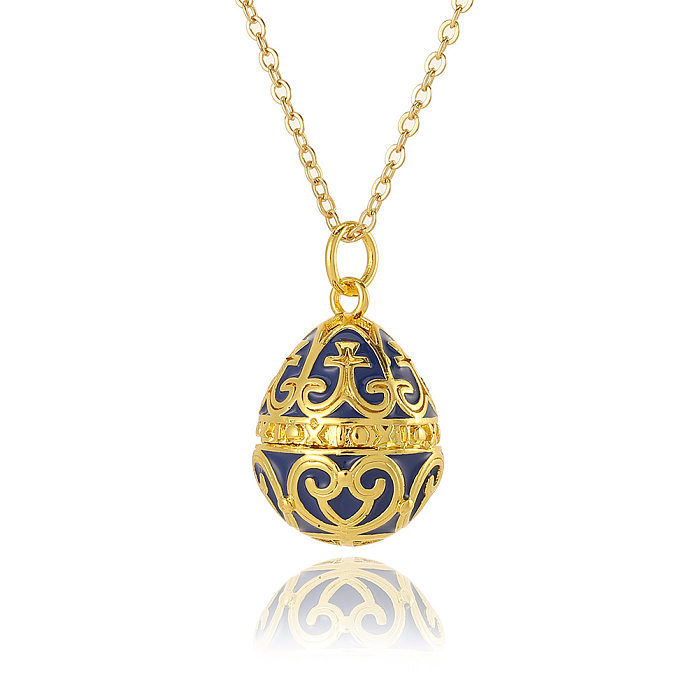 Retro Round Copper Plating Gold Plated Pendant Necklace
