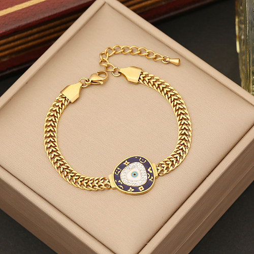 Simple Style Commute Devil'S Eye Stainless Steel Plating Hollow Out Inlay Artificial Diamond Bracelets Earrings Necklace
