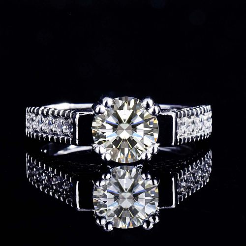 Bright Super Flashing Hearts & Arrows Zircon 1 Carat Moissan Diamond Open Ring