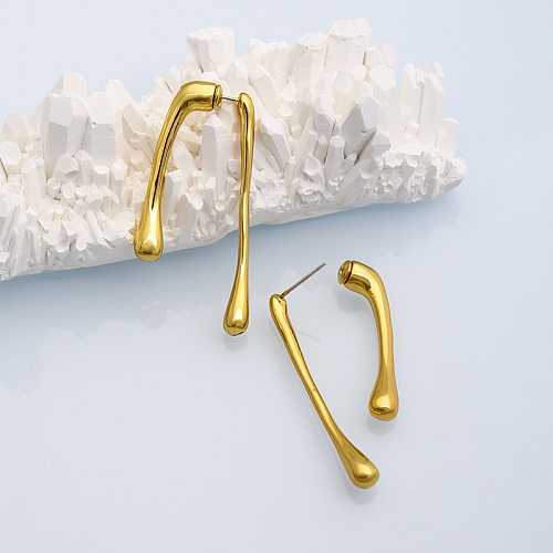 1 par de brincos de orelha banhados a ouro 18K com revestimento geométrico de cobre estilo clássico
