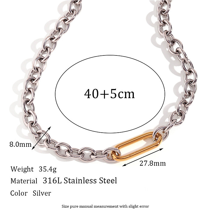 Collar de pulseras chapado en oro de 18 quilates con revestimiento de acero inoxidable ovalado de estilo clásico de estilo vintage