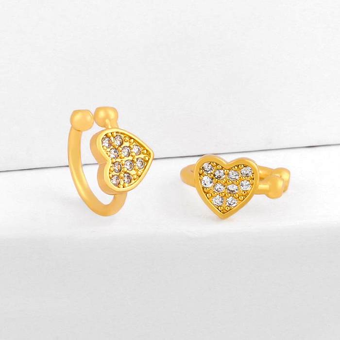 Earrings Retro Heart-shaped Love Earrings Ear Clips Without Piercings Hypoallergenic Diamond Ear Bone Clip Female