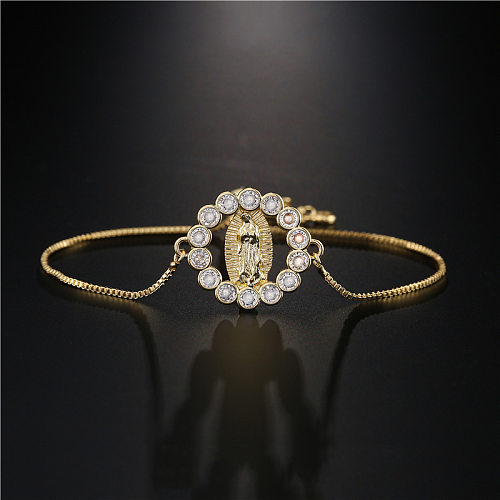 Bracelet vierge marie réglable européen et américain, bijoux en cuivre et Zircon micro-incrustés