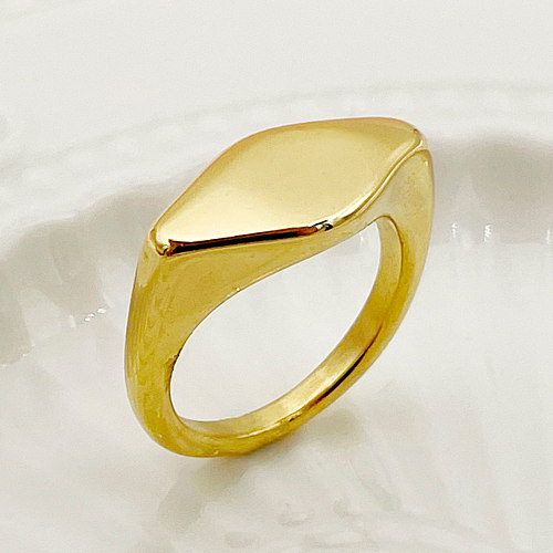 Anéis banhados a ouro em aço inoxidável casual estilo simples estilo romano losango