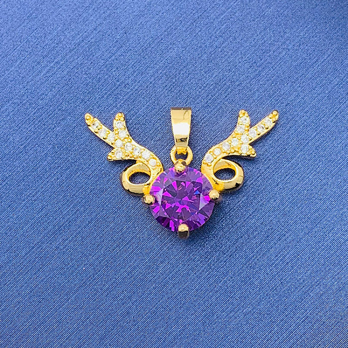 Simple Style Swan Heart Shape Butterfly Copper Irregular Rhinestones Opal Pendant Necklace