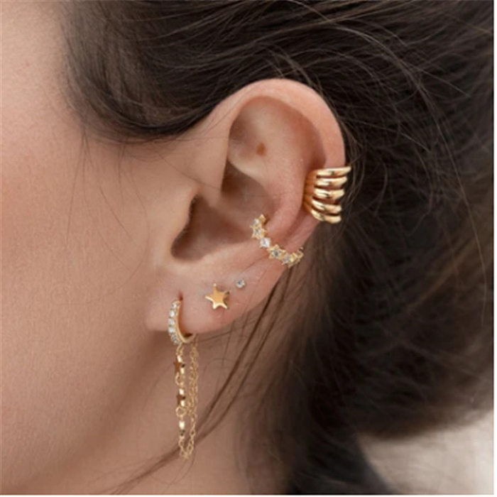 1 Pair Fashion Solid Color Copper Inlay Rhinestones Earrings