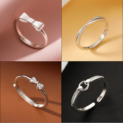 Offener Ring im schlichten Stil mit Schleife und Knoten, Kupfer-Inlay, Muschel-Zirkon
