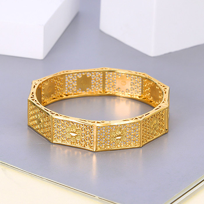 Ethnic Style Solid Color Copper Plating Gold Plated Bangle