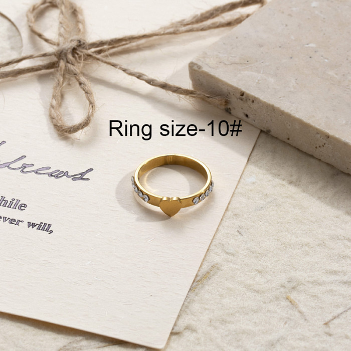 IG Style V Shape Cross Heart Shape Stainless Steel 18K Gold Plated Rhinestones Rings In Bulk
