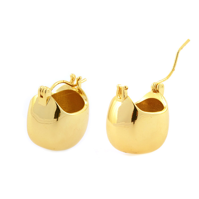 1 Paar Retro-Ohrringe im schlichten Halbkreis-Kugel-Design aus Kupfer mit 18-Karat-Vergoldung