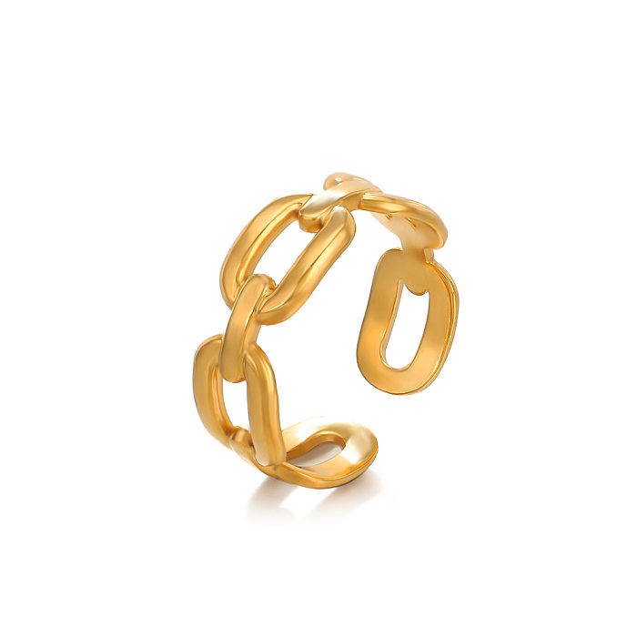 Geometrischer, offener Ring aus Edelstahl im klassischen Stil mit 18-Karat-Vergoldung in großen Mengen