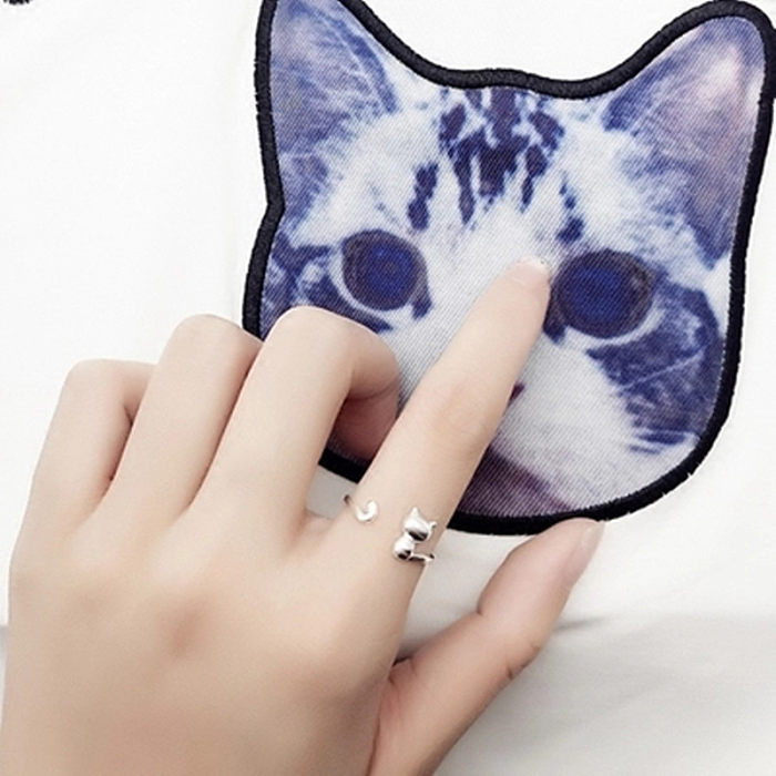 Cute Creative Small Animal Cat Open Copper Ring