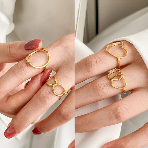 Anéis de chapeamento de aço de titânio em formato de coração redondo de estilo simples