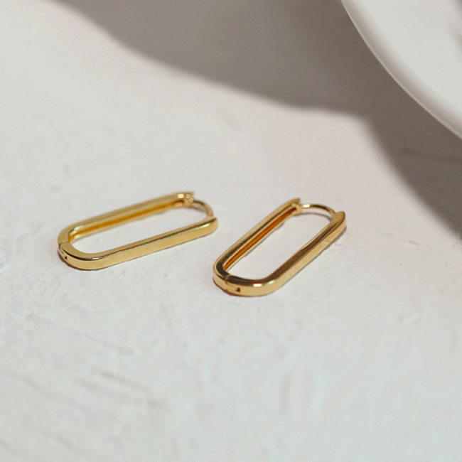 1 Pair Simple Style Square Copper Earrings