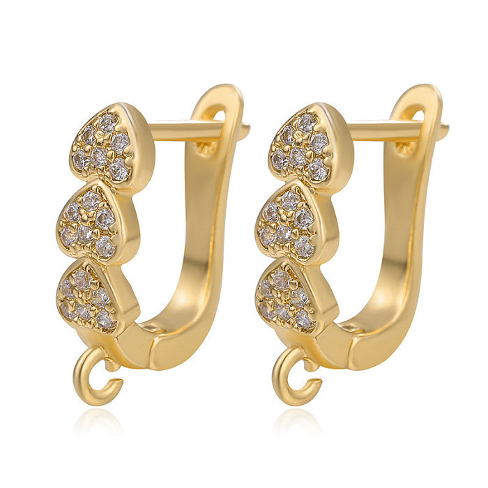 1 paire de boucles d'oreilles plaquées or blanc 18 carats, style classique, incrustation de couleur unie, cuivre et zircon