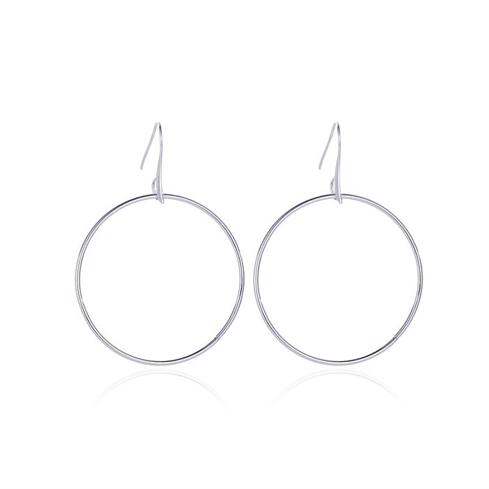 Fashion Round Artificial Crystal Metal Copper Inlay Rhinestones Pearl Zircon Earrings 1 Pair