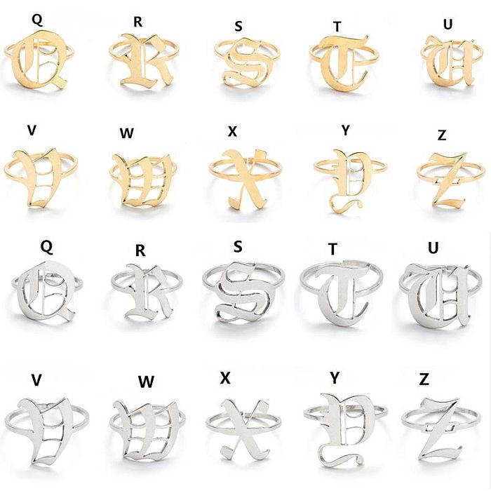 Retro Letter Stainless Steel Rings 1 Piece